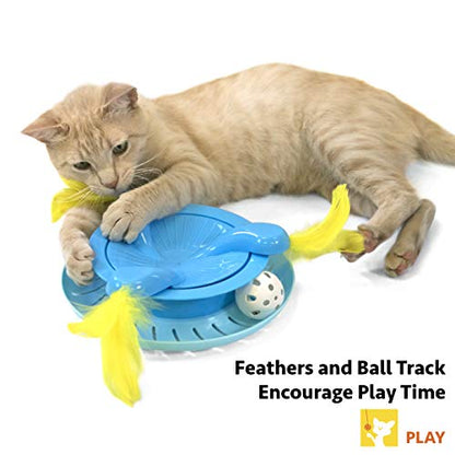 Kitty City Swat Track Cat Toy, 3 Toys in 1 Cat Toy, Cat Ball Track with Feathers - color: E) Small Scratcher