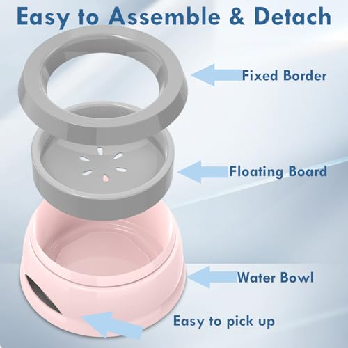 Dog Water Bowl, No Spill Cat Slow Feeder Water Dispenser Portable Vehicle Carried Car Travel Bowls for Small Medium Pets Sloppy Messy Drinkers 25oz, Pink - color: Pink