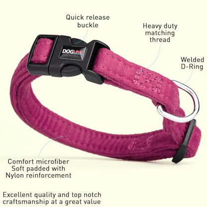 Dogline 5/8 x 11 to 17" Comfort Microfiber Soft Padded Pet Puppy Dog Collar, Small/Medium, Pink - color: Pink, size: Small/Medium