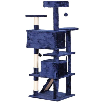 Nova Microdermabrasion 54 in Cat Tree Tower for Indoor Cats Multi-Level Cat Condo Cat Bed Furniture with Scratching Post Kittens Activity Center - color: Blue