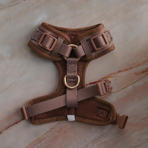 Premium No-Pull Dog Harness Soft Neoprene & Breathable Mesh Vest with Front & Back Clip D-Rings Adjustable Lightweight Walking Harness for Puppies, Small & Medium Dogs (Bronze Brown Gold, M) - color: Bronze Brown Gold, size: M: Neck=15.4-20.1''/Chest=18.1