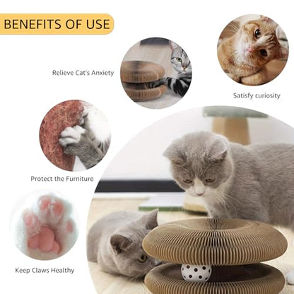 Cat Toy, Magic Organ Cat Scratch Board, Compact Cats Accordion Toy, Interactive Cardboard Cat Scratcher Pad Toys with Bell Ball for Indoor Exercise - size: 1Pack