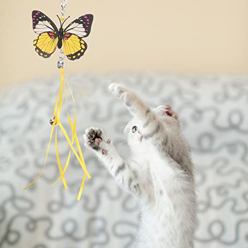 LUOZZY 6 Pcs Butterflies Cat Teaser Attachments and Replacements - Interactive Cat Wand Toys