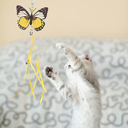 LUOZZY 6 Pcs Butterflies Cat Teaser Attachments and Replacements - Interactive Cat Wand Toys