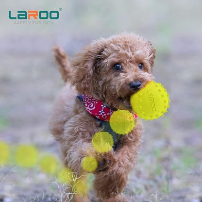 LaRoo Squeaky Dog Ball Toy, Durable Natural Rubber Squeaker Ball Floating Throwing Training, Teeth Cleaning Chew Toy for Pet Small Medium Large Dogs (6.5CM Green) - color: Green-6cm