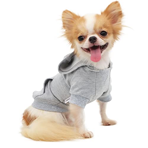 LOPHIPETS Lightweight Cotton Hoodie for Small Dogs – Hooded Sweatshirt for Chihuahuas Puppy and Toy Breeds-Grey/M - color: Grey, size: Medium for 4.5-6.5 lbs