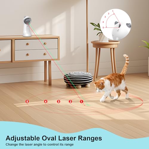 Waputne Motion-Activated Automatic Cat Toy, Unique Double Light Green&Red, 4 Speed Modes,Rechargeable Interactive Cat Toy for Indoor Cats（Red Dot+ Green Butterfly）