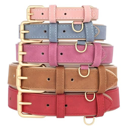 Didog Soft Padded PU Leather Dog Collar, Adjustable Dog Collars for Medium Dogs with Durable Metal Buckle and D Ring,Red,L - color: Red, size: L: Fit Neck 13-17"(22-44lbs)