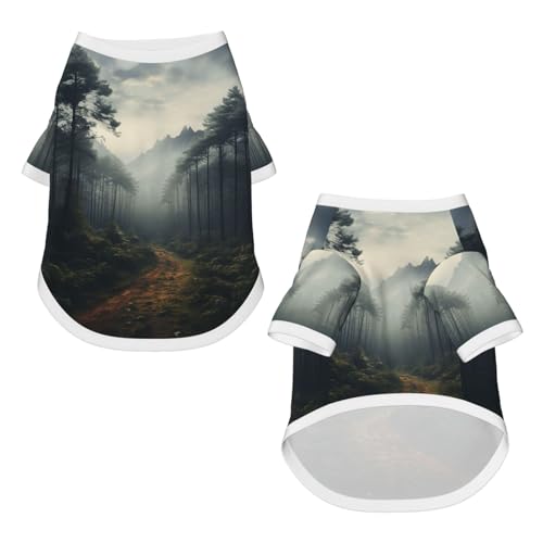 Dog Shirt Mesh Breathable T-Shirt Cloud Forest Dog Clothes Summer Stretchy Pet Clothes Quick Dry Cats Puppy Vest Lightweight Tank Top Pet T-Shirts for Training Hiking - size: Medium