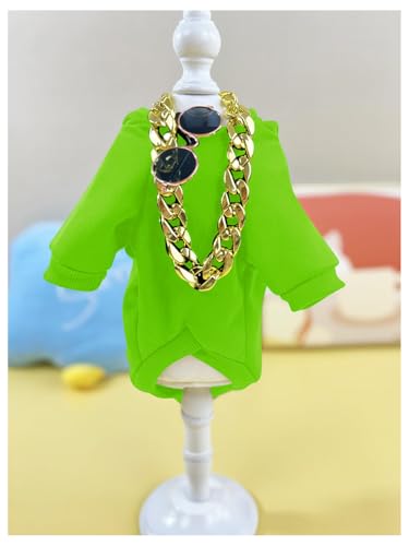 QWINEE 3Pcs Dog Hoodie Cat Apparel Dog Custume Set with Necklace and Sunglasses Pet Clothes for Puppy Small Medium Dogs Cats Green Large - color: Green, size: Large