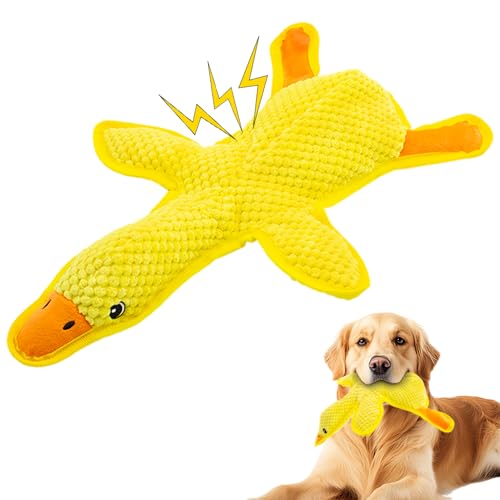 No Stuffing Dog Squeak Toys- Chew Toys for Small Medium Large Breed- Durable Puppy Teething Interactive to Keep Them Busy- Best Birthday Gift(Yellow Duck) - color: Yellow