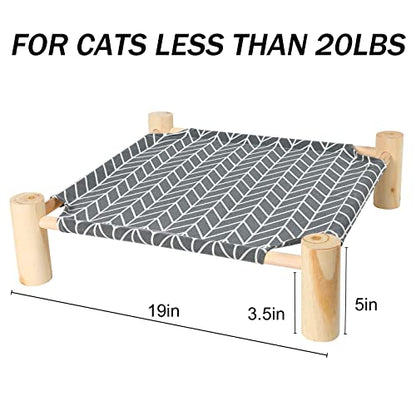 Cat and Dog Hammock Bed for Small Dogs, Brethable Wooden Cat Pet Rabbit Elevated Cooling Outdoor Bed Cots Furniture for Summer Arrow - color: Arrow