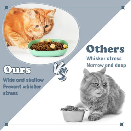 Tioncy 24 Pcs Fatigue Relief Cat Bowl 5.7 Inch Shallow Cat Food Dish Wide and Small Pet Wet Feeding Bowl for Kitten Short Legged Kitten Ferrets Feral Small Animals(Blue, Green, Pink, Beige,Classic) - color: Blue, Green, Pink, Beige, style: Classic