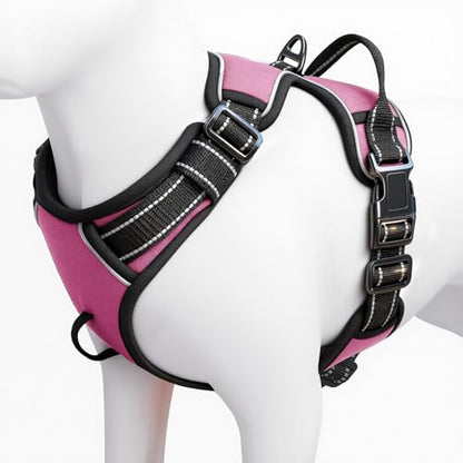 No Pull Dog Harness, No Chock Reflective Adjustable Soft Padded Pet Vest with Easy Control Handle, Easy Wearing with Stylish, Reinforced Knot, 2 Buckles - color: Midnight Pink, size: X-Small