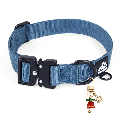 Dog Collars for Small Dogs Christmas Boy Girl- Adjustable, Chew Proof Nylon Collar with Metal Quick Release Buckle and D-Ring for Dog Tags (Haze Blue, S) - color: Haze Blue, size: S(0.5''Width, Fit 11''-15'')