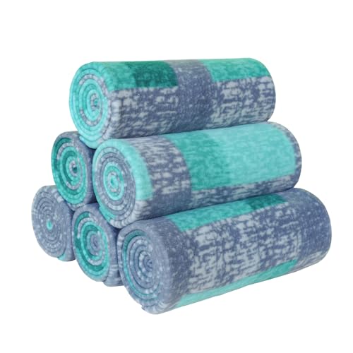 ZYFZCYBL Fleece Throw Blankets for Couch Bulk Lightweight Warm Soft Cozy Blanket 6 Pack Bulk Fleece Blanket Solid for Bed Couch Office Gifts Outdoor 50 x 60 inch Teal and Grey - color: Plaid (Teal and Grey)