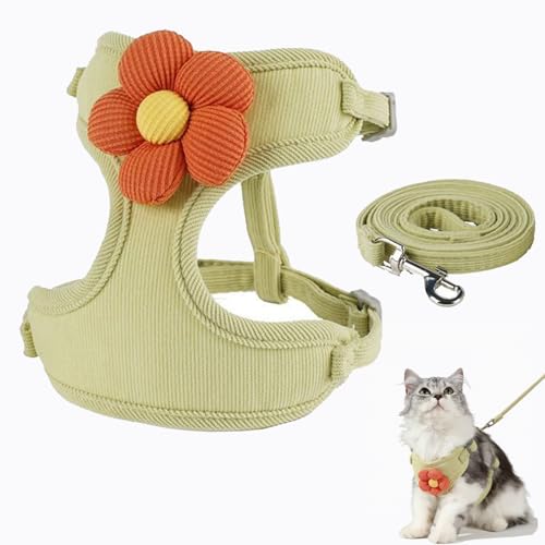 Cute Small Dog Harness with Daisy Embroidery, Breathable Dog Vest Adjustable Pet Puppy Harness Suitable for Walking, Running, Training, Everyday Wear - color: Green, size: XS