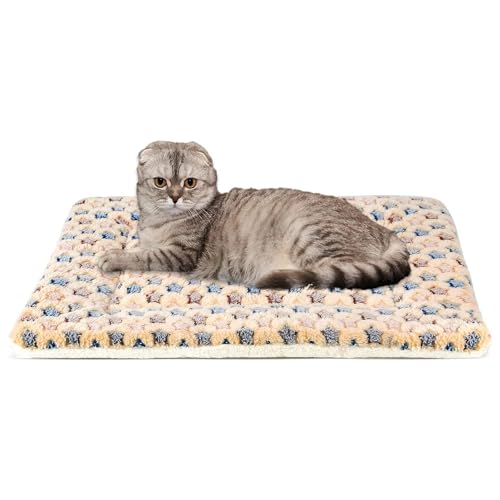 Mora Pets Cat Bed Dog Crate Pad Ultra Soft Pet Bed with Cute Star Print Washable Crate Mat for Small Dogs and Indoor Cats Reversible Fleece Dog Kennel Pad Cat Carrier Mat 14 x 17.5 inch Brown - color: Brown, size: 18-Inch