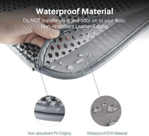 WePet Cat Litter Mat, Kitty Litter Trapping Mat, Honeycomb Double Layer Mats, No Phthalate, Urine Waterproof, Easy Clean, Scatter Control, Catcher Litter Tray Box Rug Carpet - color: #01 Light Grey