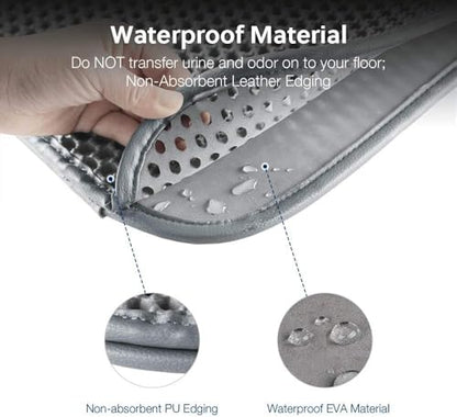 WePet Cat Litter Mat, Kitty Litter Trapping Mat, Honeycomb Double Layer Mats, No Phthalate, Urine Waterproof, Easy Clean, Scatter Control, Catcher Litter Tray Box Rug Carpet - color: #01 Light Grey