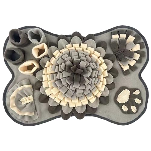 Washable Dog Snuffle Mat with Squeaker, Non-Slip Feeding Mat for Brain Games/25x17 Inch, Grey - color: grey