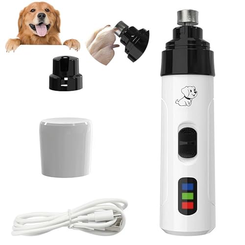 Silent Dog Nail Grinder, Quiet 40dB Electric Pet Nail Trimmer with USB Rechargeable, Interchangeable Grinding Heads for Safe Claw Filing of Small Cats to Large Dogs (Nail Grinder 1 Set)