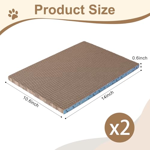 Cat Scratcher Pads, Cat Scratching Cardboard for Indoor Cats 14″Lx10.6″Wx0.6″H Dual-Side Corrugated Cats Scratching Post Reusable Supplies (2PCS) - size: 2PCS