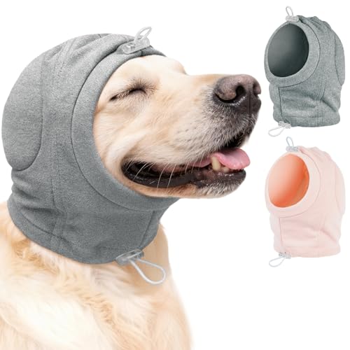 MIGOHI Lightweight XL Dog Calming Hoodie with Ears Pad - No Shake Ear Wrap for Dogs, Prevent Scratching, Adjustable Anxiety Ear Head Wrap for Large Dogs,XL,Gray - color: Grey, size: XL