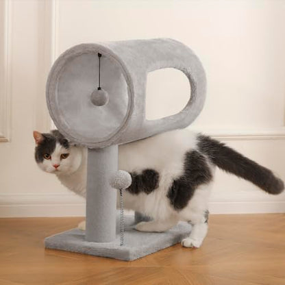 Cat Craft Scratching Post 20.5" Cat Tree with Tunnel Carpet Cat Tower Kitten Tree Cat Tree with Hanging Ball for Indoor Cat, Grey - color: Light Grey