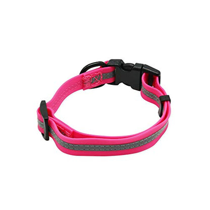 NIMBLE Dog Collar Waterproof Pet Collars Anti-Odor Durable Adjustable PVC & Polyester Soft with Reflective Cloth Stripe Basic Dog Collars S/M/L Sizes (Small (9.45”-14.17”inches), Pink) - color: Pink, size: Small (9.45”-14.17”inches)
