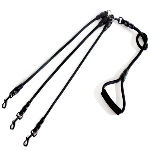 3 in 1 Durable Nylon Dog Leash with Padded Handle, 360° Swivel No Tangle Climbing Rope Removable Pet Traction Rope, Lead for Medium Large Dogs Black - color: Black