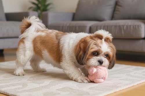 Glory To Dog Pink Snuffle Knot Interactive Dog Toy 4” Puzzle Ball with 8 Squeakers & Crinkle – Treat Hiding Enrichment Toy for Puppy & Small Breed Dogs – Durable Plush Sensory Play & Stimulation - color: Pink