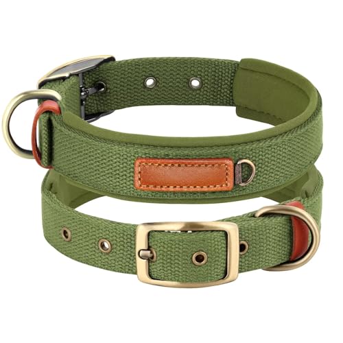 Soft Nylon Dog Collar with Buckle, Adjustable Padded Pet Collar with D-Ring for Small Medium Large Dogs，,Green,S - color: Green, size: S:Neck 10.6-14.5"