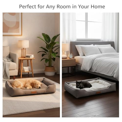 Pet Bed & Dog Beds: Waterproof Dog Bed for Small/Med/Large Dogs/Cats Premium Oxford Cloth, All-Season, Bite-Resistant, Shape-Retaining, Thick PP Cotton, Quick Rebound, Urine-Proof (Medium) - size: Medium