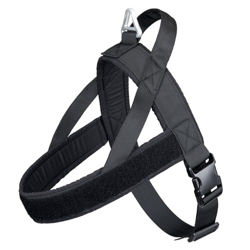 EXCELLENT ELITE SPANKER No Pull Dog Harness Padded Military Patrol Vest Adjustable Nylon Small Service Walking Dog Harness with Handle for Training Running(BLK-M) - color: BLK, size: M-(Chest 25.5-31.5")