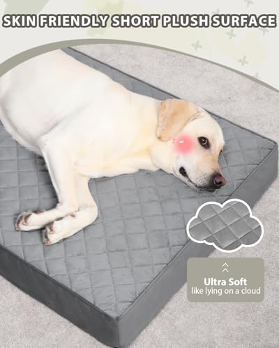 NUPIDA Orthopedic Dog Beds Large Sized Dog Waterproof Lining with Removable Washable Cover and Non-Slip Bottom, Quilting Pet Bed, 35x23 Inch, Dark Gray - color: Dark Gray, size: 35.0"L x 22.0"W x 3.0"Th