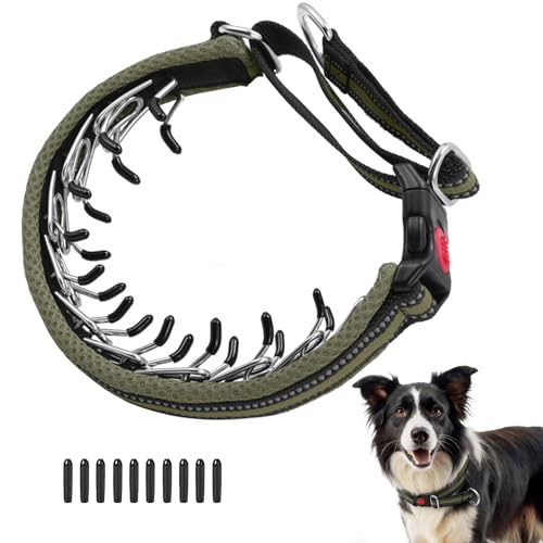 Martingale No Pull Dog Collar for Large Medium Small Dogs, Heavy Duty Nylon Adjustable Reflective Anti Pull Slip Collar with Buckle for Training Walking Hunting L Army Green - color: Army Green, size: L (19"-26" Neck, 1.5" Wide)