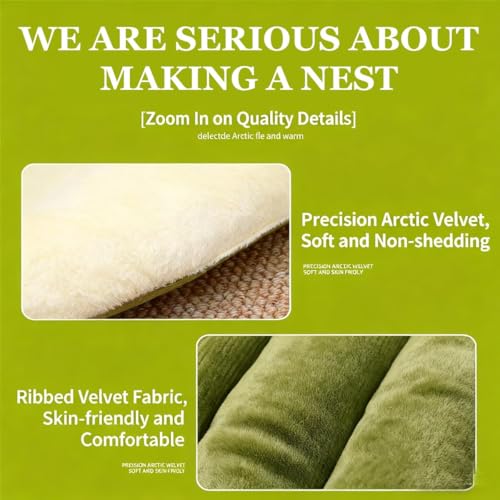 Cat Bed, 2026 New Upgrated Warm Cat Bed for Winter, 360° Nesting Design, Snuggle Season Just Got Fluffier, Calming Plush Anti-Anxiety Cuddler Beds with Removable Cushioned (Green,L) - color: Green, size: L