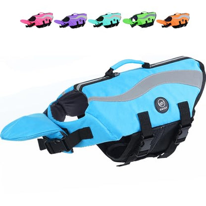 EMUST Dog Life Vests, Adjustable Life Jackets for Small Dogs with Enhanced Buoyancy, Small Dog Swim Vest with Durable Rescue Handle, Blue,XS - color: Blue, size: XS