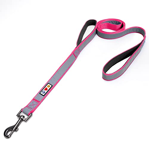 Pawtitas Double Handle Dog Leash Heavy Duty for Training No Pull Leashes Ideal for Medium and Large Dogs | Great for Walking, Running & Training Dog Leash - Medium/Large - Pink - color: Pink, size: Medium / Large