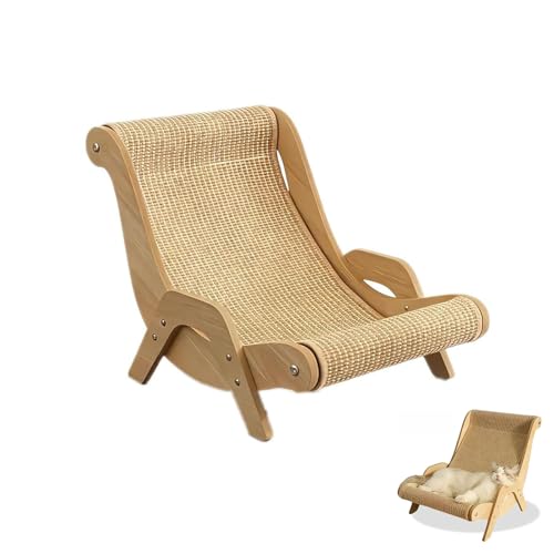 Elevated Cat Bed with Wooden Frame, Natural Hemp Rope, Scratch-Resistant Pet Lounger for Indoor Cats, Breathable Kitty Nap Furniture
