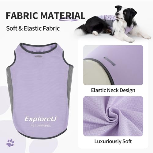 Dog Shirt, Cooling Vest Lightweight Breathable, Dog T-Shirts All-Season UV Protection Pet Clothes Quick Dry Soft Stretchy Pet Shirt Vest for Small Medium Large Dogs (Lilac Ether 1PC, Large) - color: Lilac Ether, size: Large (44-55lbs)