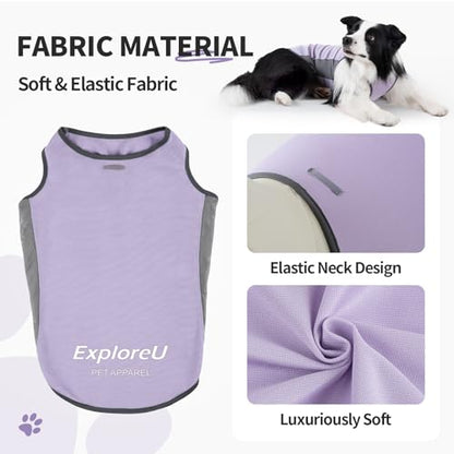 Dog Shirt, Cooling Vest Lightweight Breathable, Dog T-Shirts All-Season UV Protection Pet Clothes Quick Dry Soft Stretchy Pet Shirt Vest for Small Medium Large Dogs (Lilac Ether 1PC, Large) - color: Lilac Ether, size: Large (44-55lbs)