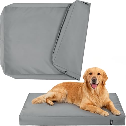 Waterproof Dog Bed Cover Replacement Washable, Extra Large, XL, Easy to Clean, Pet Hair Resistant, Heavy Duty Oxford, Zipper Closure, Indoor/Outdoor, Fits 48 Inch Dog Crate - 46x29x4, Grey - color: Grey, size: 46"L x 29"W x 4"Th