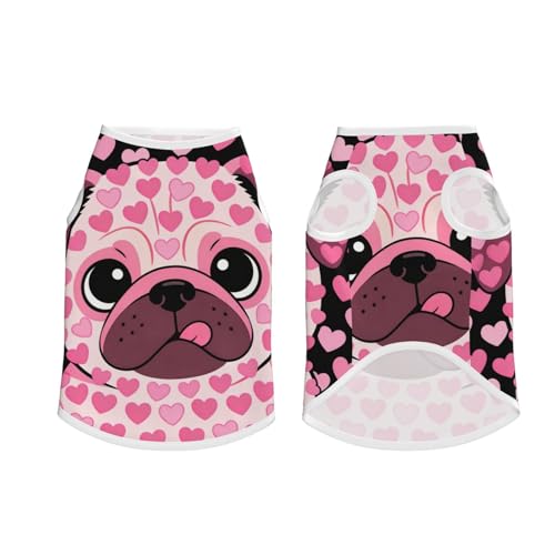 SWEET TANG Dog Shirt for Medium Large Dogs, Funny Cartoon Pugs Puppy Pink Lightweight UPF 50+ Sun Protection Breathable Mesh T-Shirt, Soft Summer Pet Clothes, 4X-Large - color: Pattern (113), size: 4X-Large