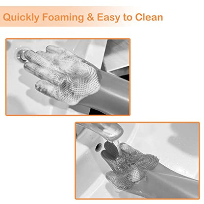Pet Grooming Gloves, Dog Bathing Gloves with High-Density Teeth, Heat Resistant Silicone Cat Hair Remover with Enhanced Five Finger Design, Bathing and Massaging for Dogs and Cats (Grey) - color: Grey