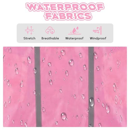 Dog Raincoat with Reflective Strip Hoodie, Waterproof Dog Raincoats, Adjustable Lightweight Hooded Poncho Dog Rain Jacket, Snowproof Windproof Clothes, Dog Raincoat for Large Dogs - color: Pink, size: XL
