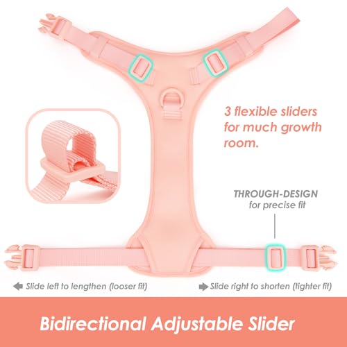 No Pull Dog Harness, Puppy Vest with Front Clip for Small Medium Large Sized Dog(Light Pink,L) - color: Light Pink, size: L(Neck:20.9-31.5", Chest:24.8-37.4")