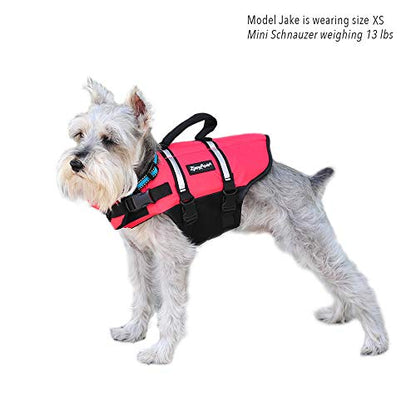 ZippyPaws Adventure Dog Life Jacket - Dog Life Vest for Swimming & Boating, Fits Small Pets, Lightweight Dog Flotation Device for Water Safety, Padded Handle, Adjustable Fit, 33-40" - X-Large, Red - size: Extra Large