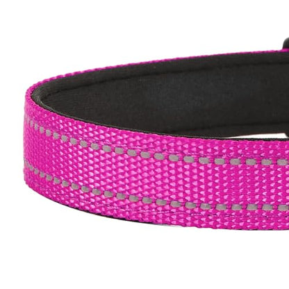 Reflective Dog Collar, Adjustable Soft Neoprene Padded Nylon Pet Collars with Buckle for Puppy and Small Dogs, Cats,Rose Red,XS - color: Rose Red, size: X-Small